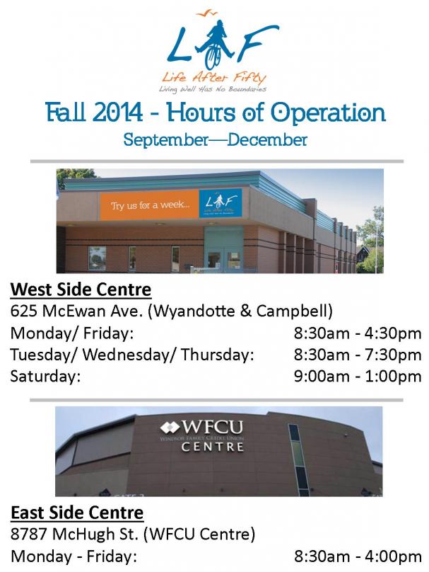 Fall 2014 Hours of Operation